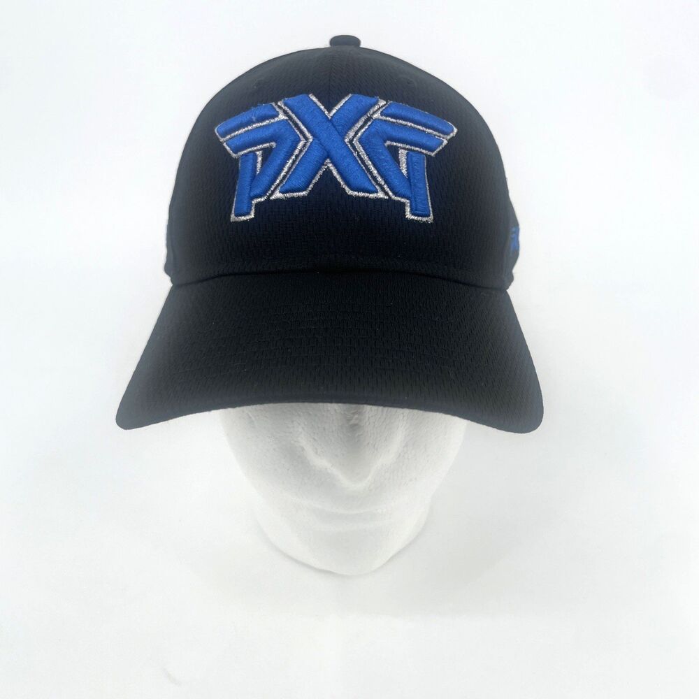 PXG New Era 9Twenty Golf Strapback Hat Cap Black Blue Silver Embroidered Logo